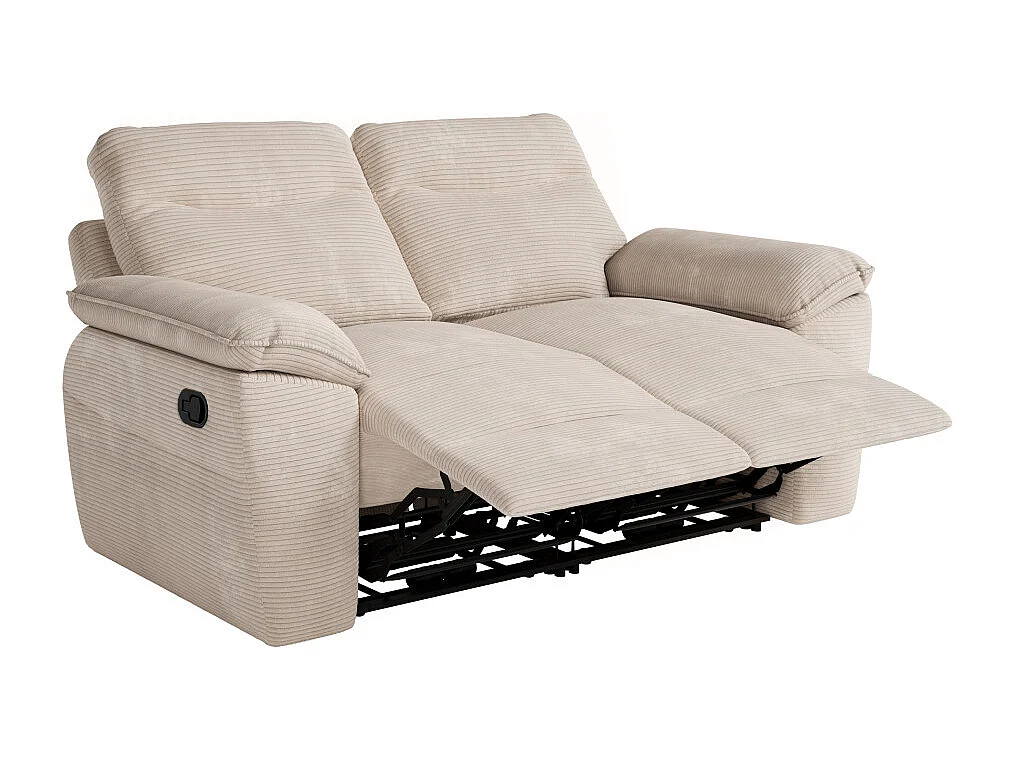 PACK - Canapé de relaxation ROSS manuel 2 places et fauteuil en velours côtelé - Beige