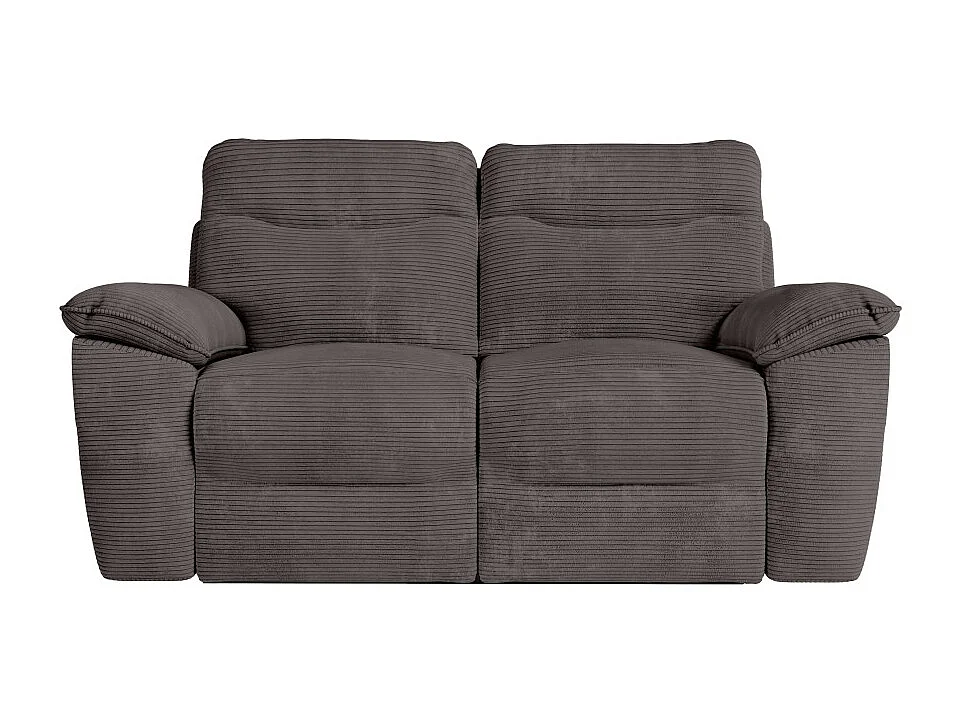 PACK - Canapé de relaxation ROSS manuel 2 places et fauteuil en velours côtelé - Gris