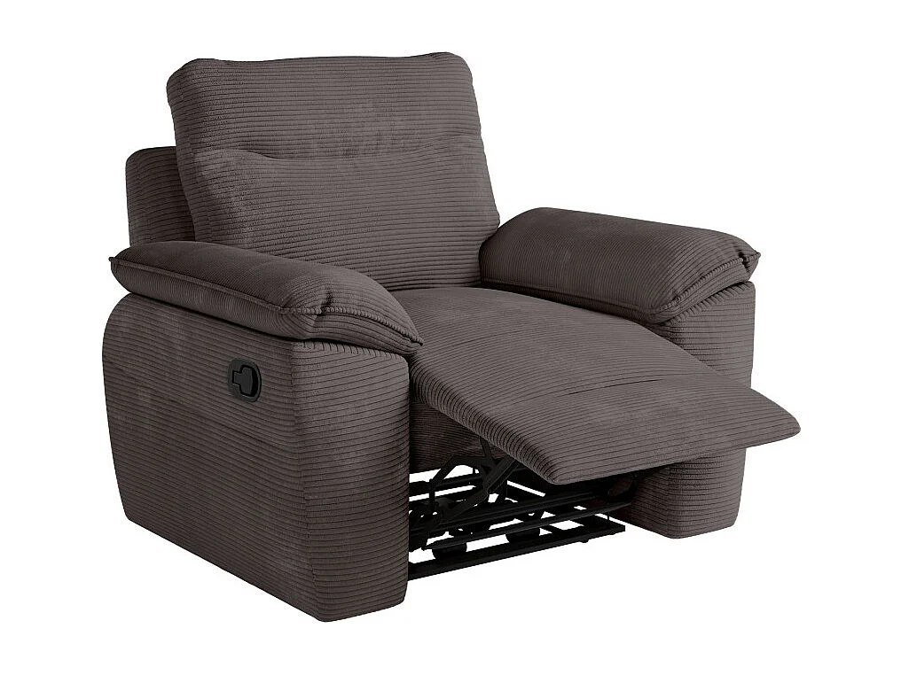 PACK - Canapé de relaxation ROSS manuel 2 places et fauteuil en velours côtelé - Gris