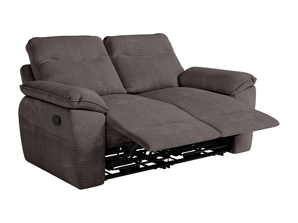 PACK - Canapé de relaxation ROSS manuel 2 places et fauteuil en velours côtelé - Gris