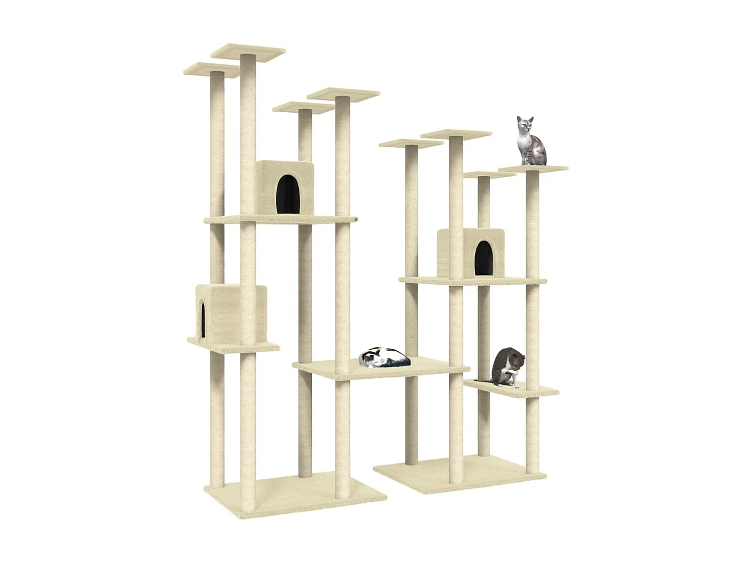 Rascador para gatos con postes de sisal color crema 174 cm