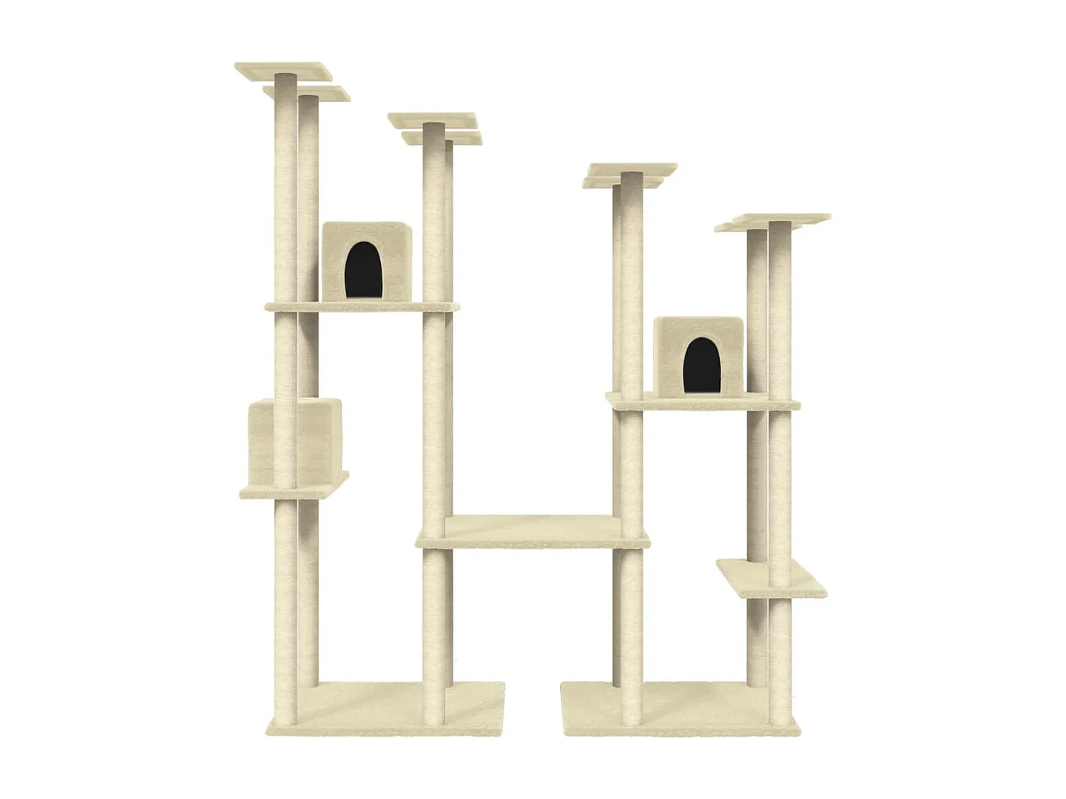 Rascador para gatos con postes de sisal color crema 174 cm