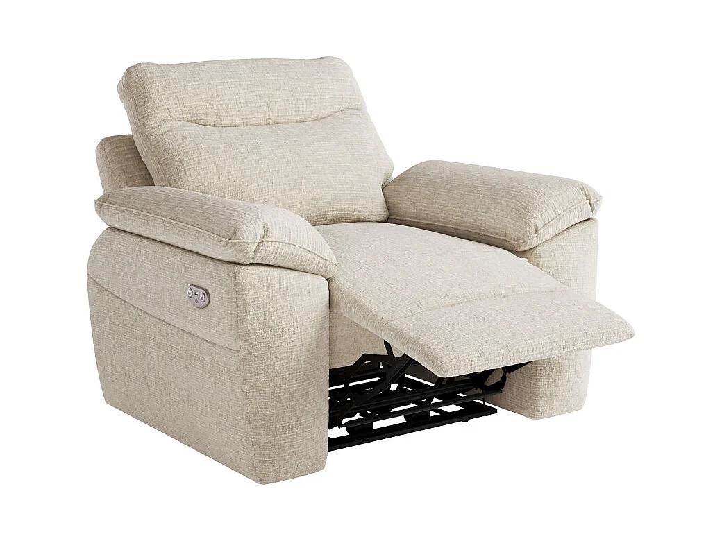 PACK - Canapé de relaxation ROSS électrique 3 places et fauteuil en tissu texturé 3D - Beige