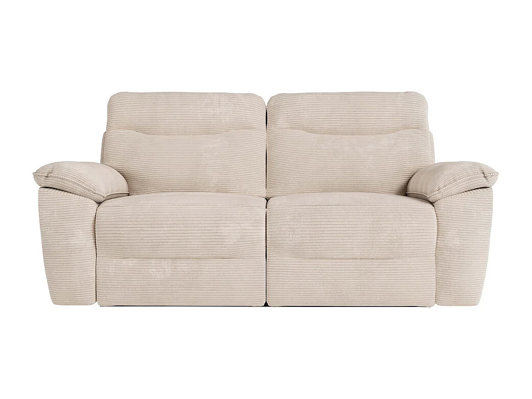 PACK - Canapé de relaxation ROSS électrique 3 places et fauteuil en velours côtelé - Beige