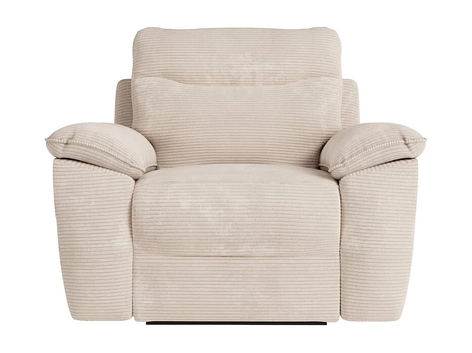 PACK - Canapé de relaxation ROSS électrique 3 places et fauteuil en velours côtelé - Beige