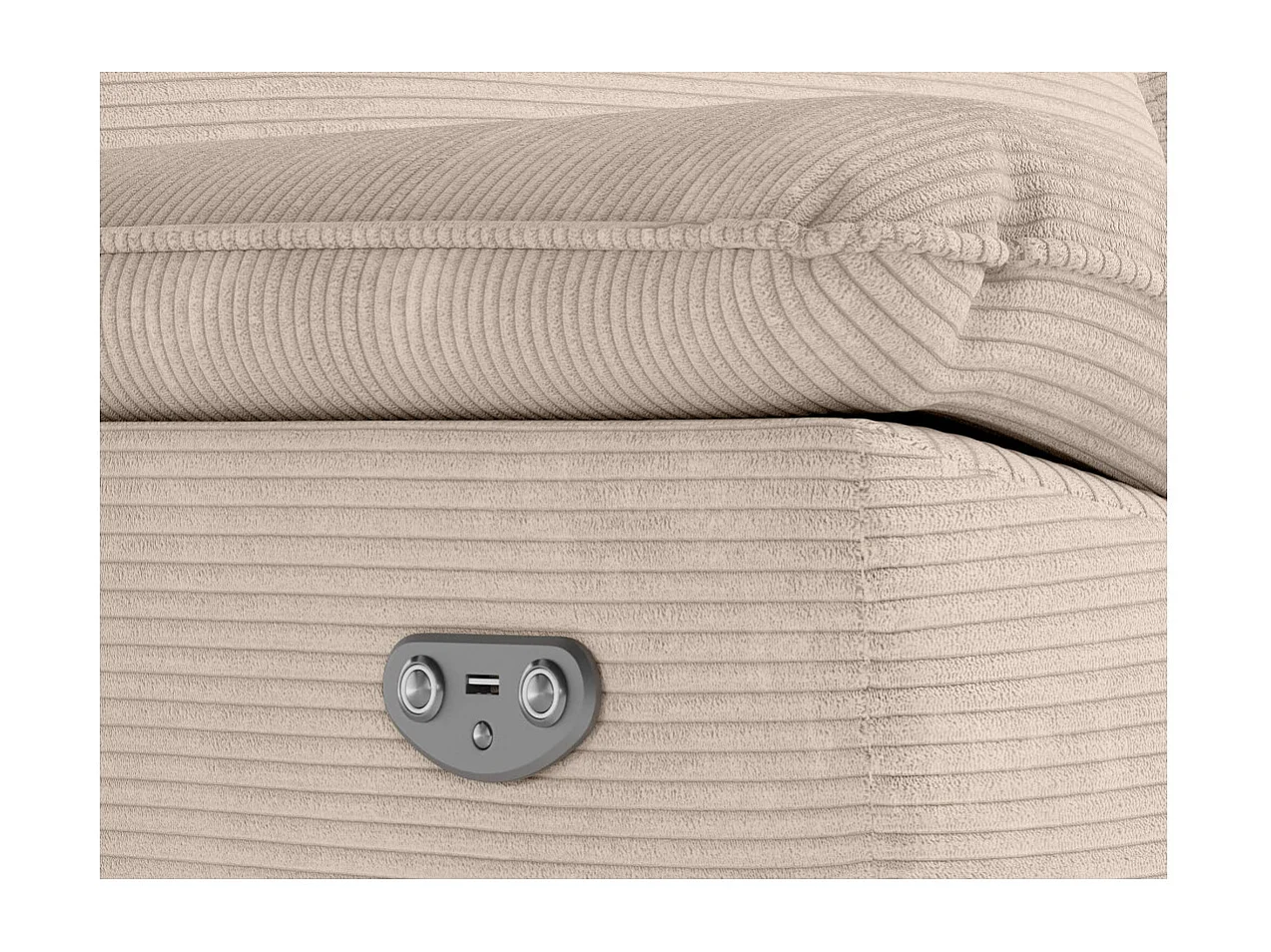 PACK - Canapé de relaxation ROSS électrique 3 places et fauteuil en velours côtelé - Beige