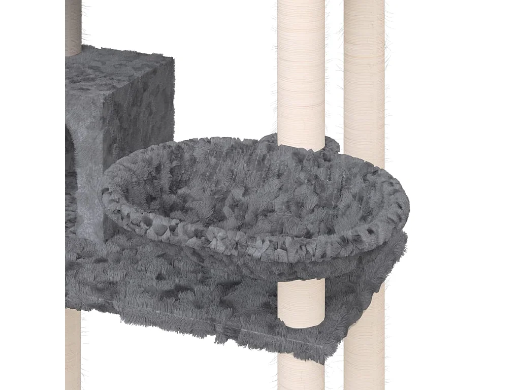 Rascador para gatos con postes de sisal gris oscuro 131 cm