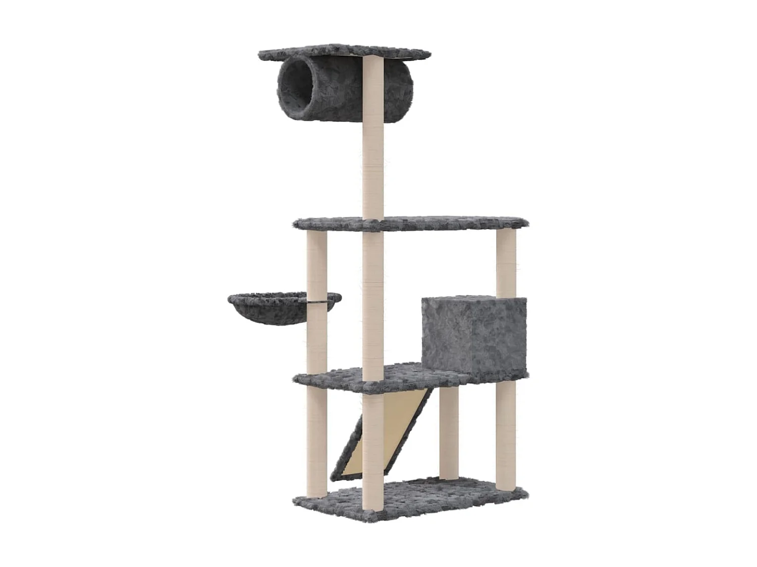Arbre à chat avec griffoirs en sisal Gris foncé 131 cm