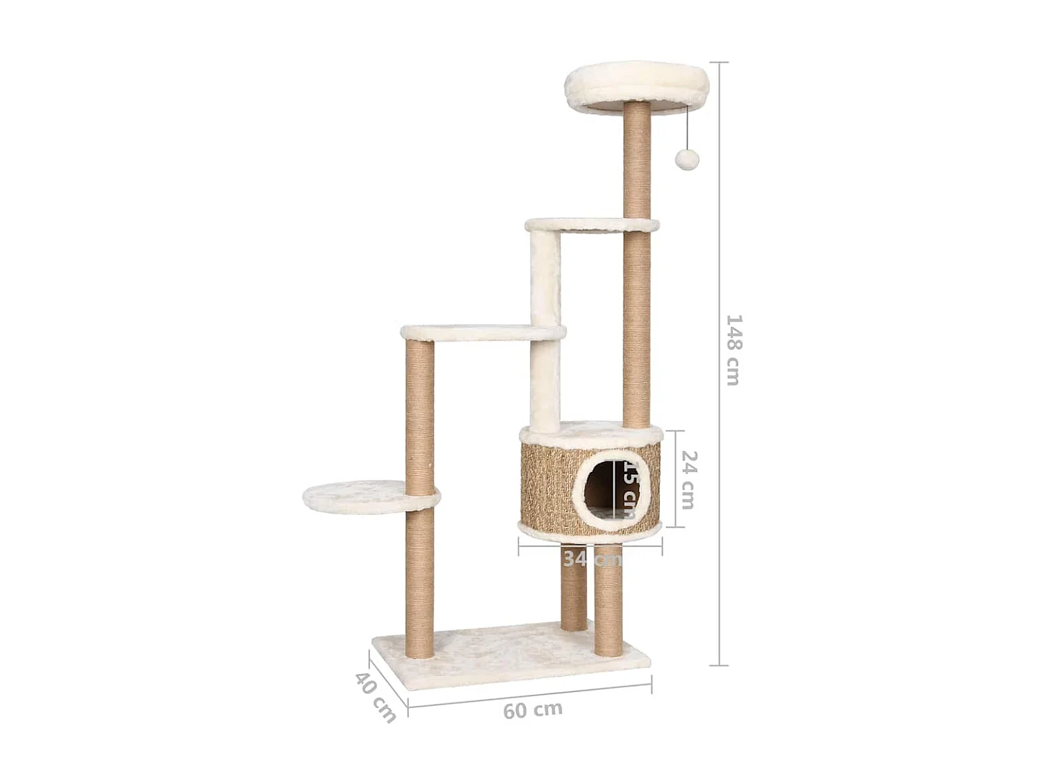 Arbre à chat coussin de luxe et grattoir 148 cm Herbiers marins