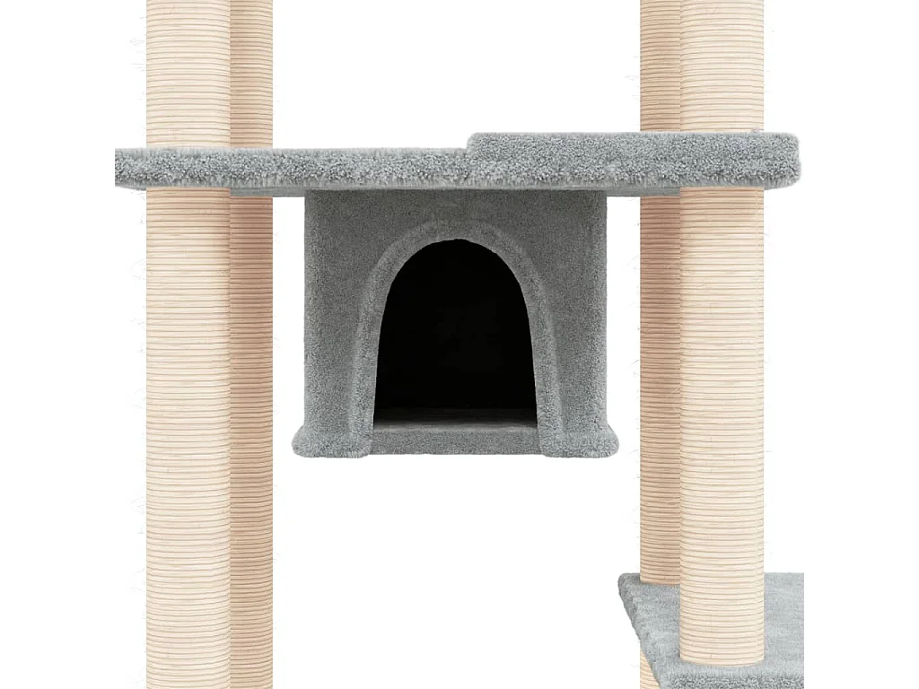 Arbre à chat avec griffoirs en sisal Gris clair 176 cm