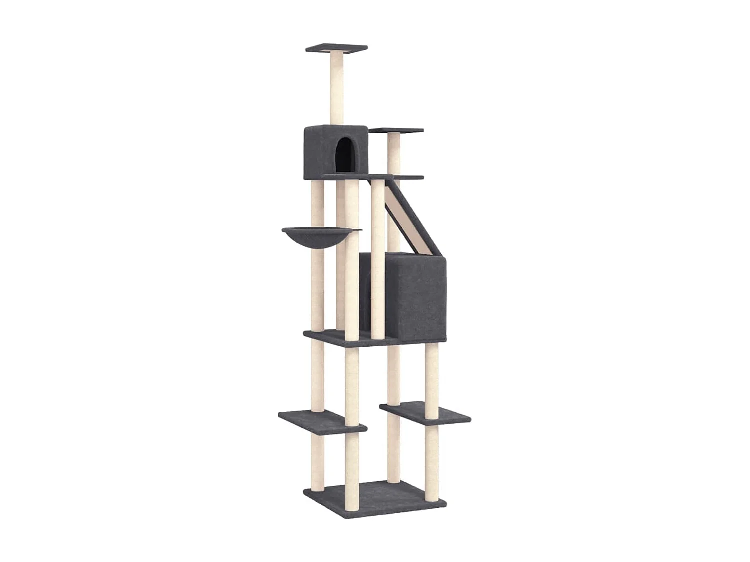 Arbre à chat avec griffoirs en sisal Gris foncé 201 cm