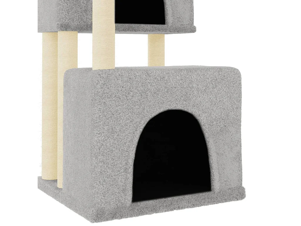Árvore para gatos com postes arranhadores sisal 122 cm cinza-claro