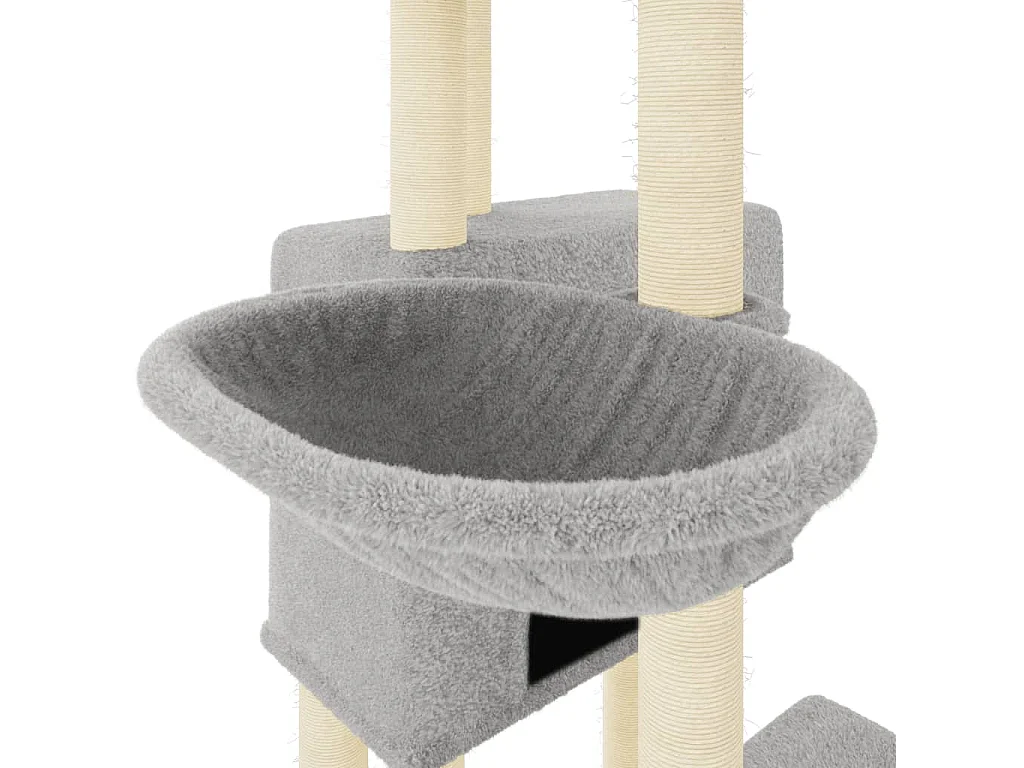 Árvore para gatos com postes arranhadores sisal 122 cm cinza-claro