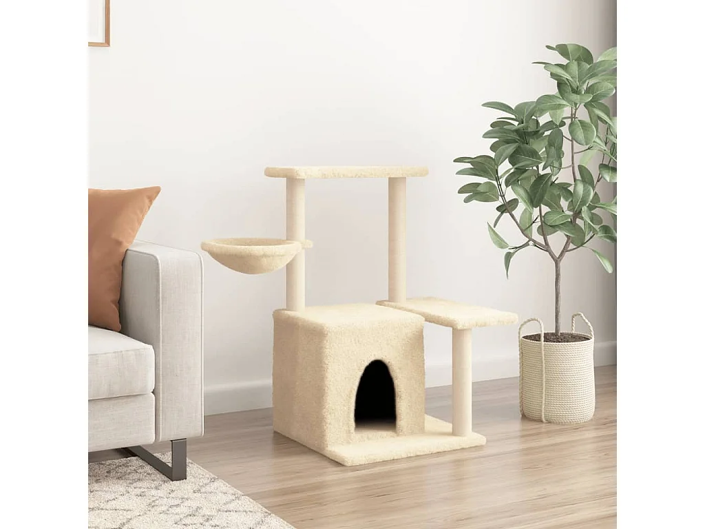 Arbre à chat avec griffoirs en sisal Crème 83 cm