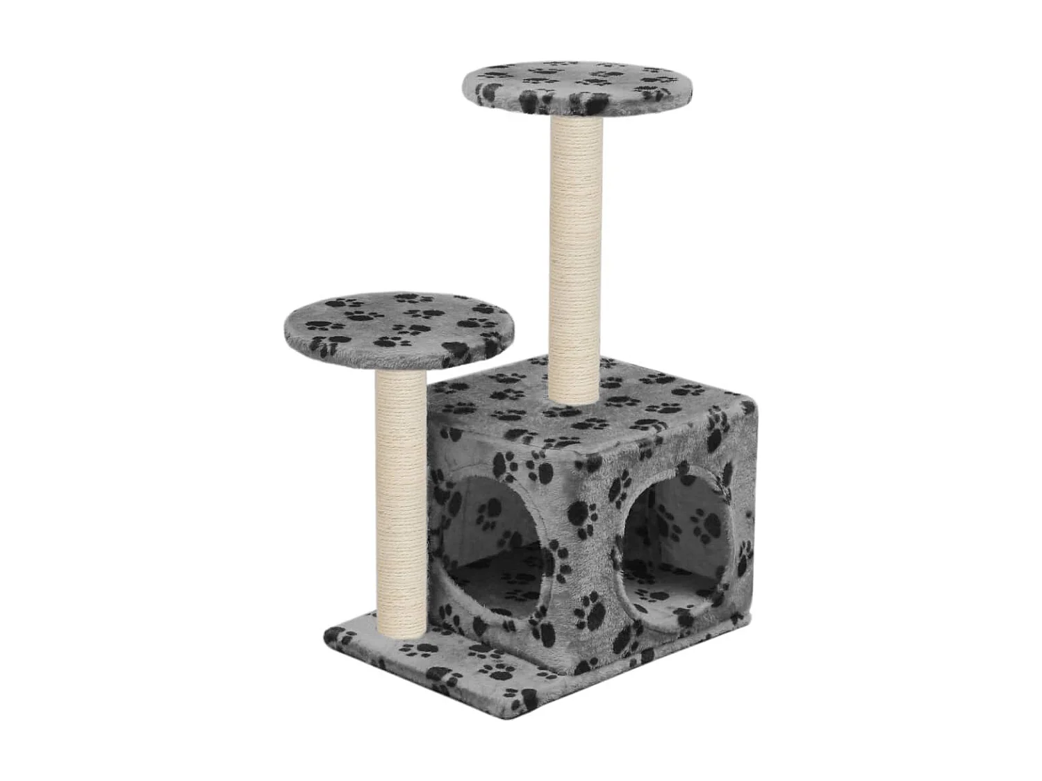 Arbre à chat avec griffoir en sisal 60 cm Gris Motif de pattes