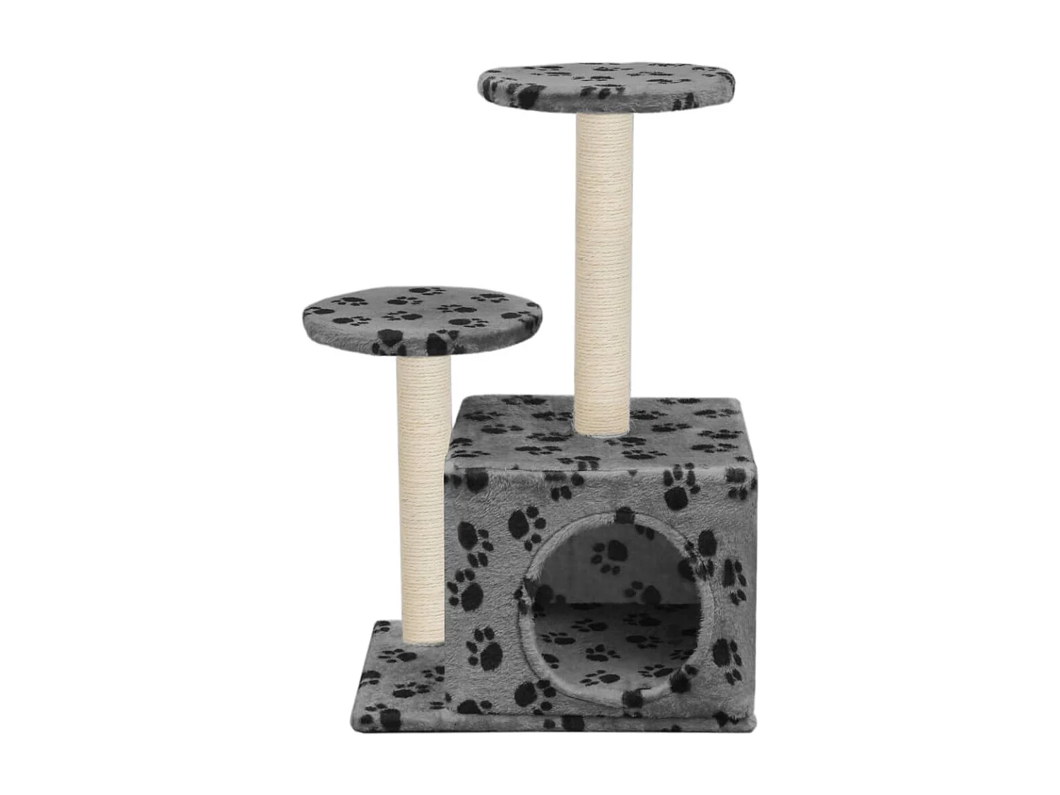 Arbre à chat avec griffoir en sisal 60 cm Gris Motif de pattes