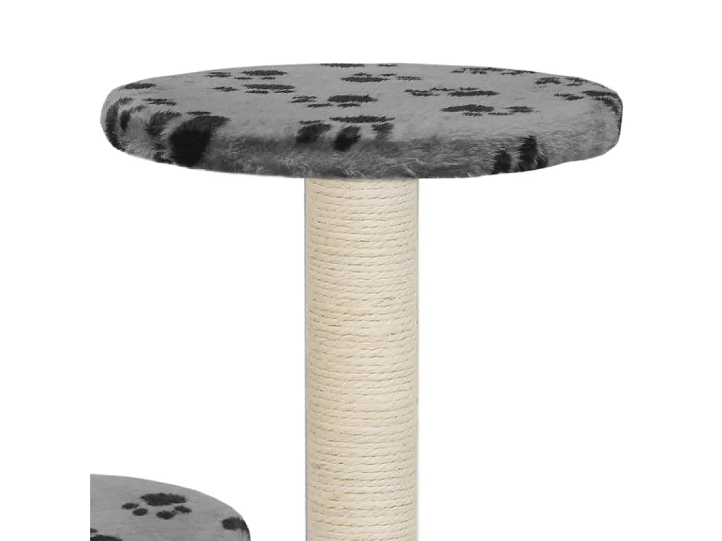 Arbre à chat avec griffoir en sisal 60 cm Gris Motif de pattes