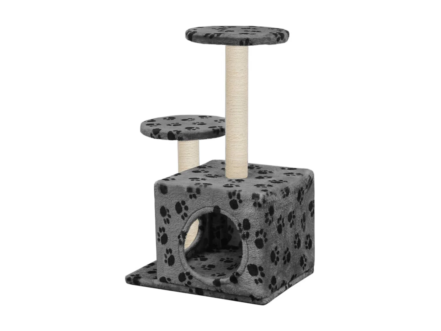 Arbre à chat avec griffoir en sisal 60 cm Gris Motif de pattes