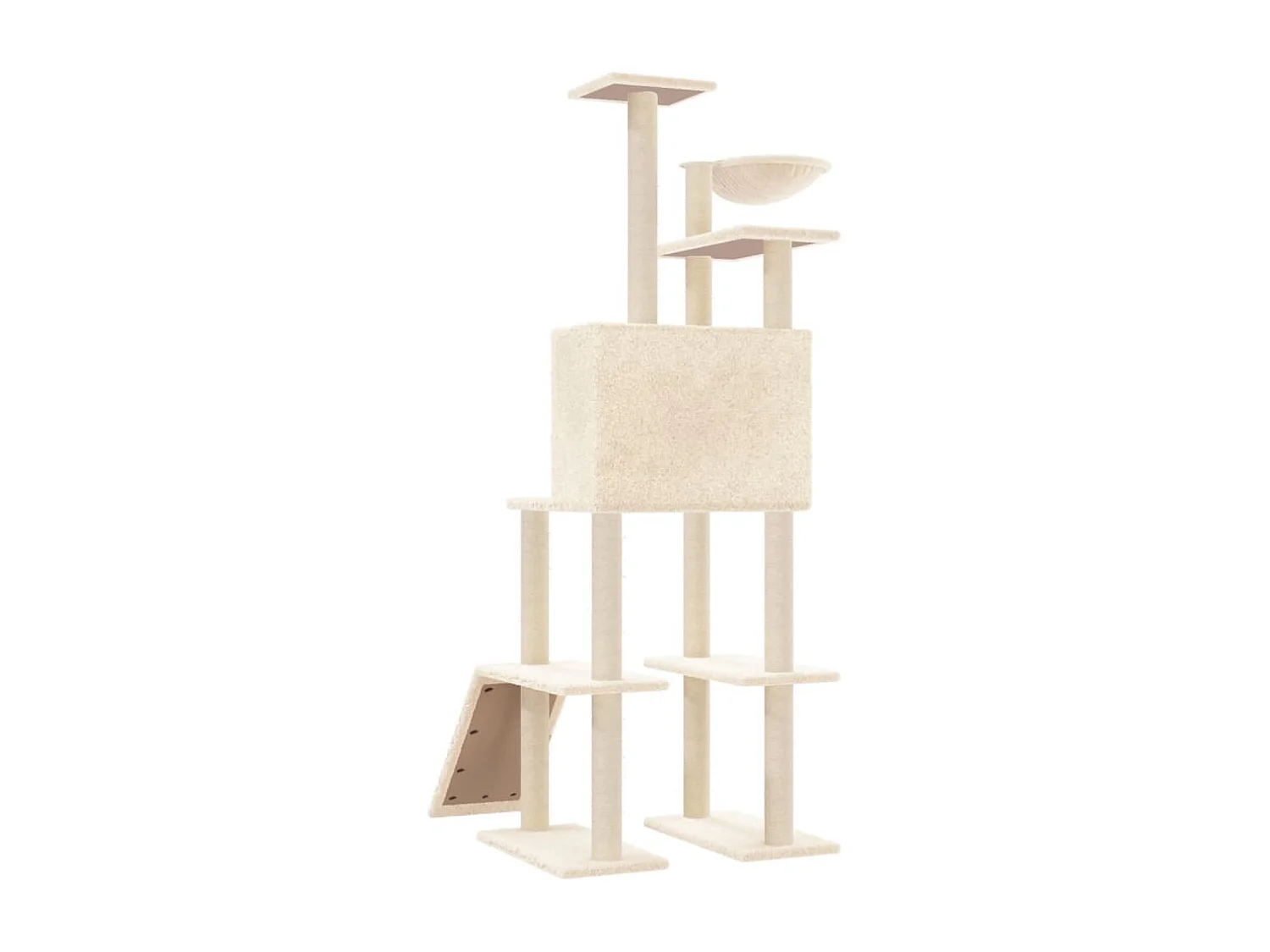 Árvore para gatos com postes arranhadores sisal 166 cm cor creme