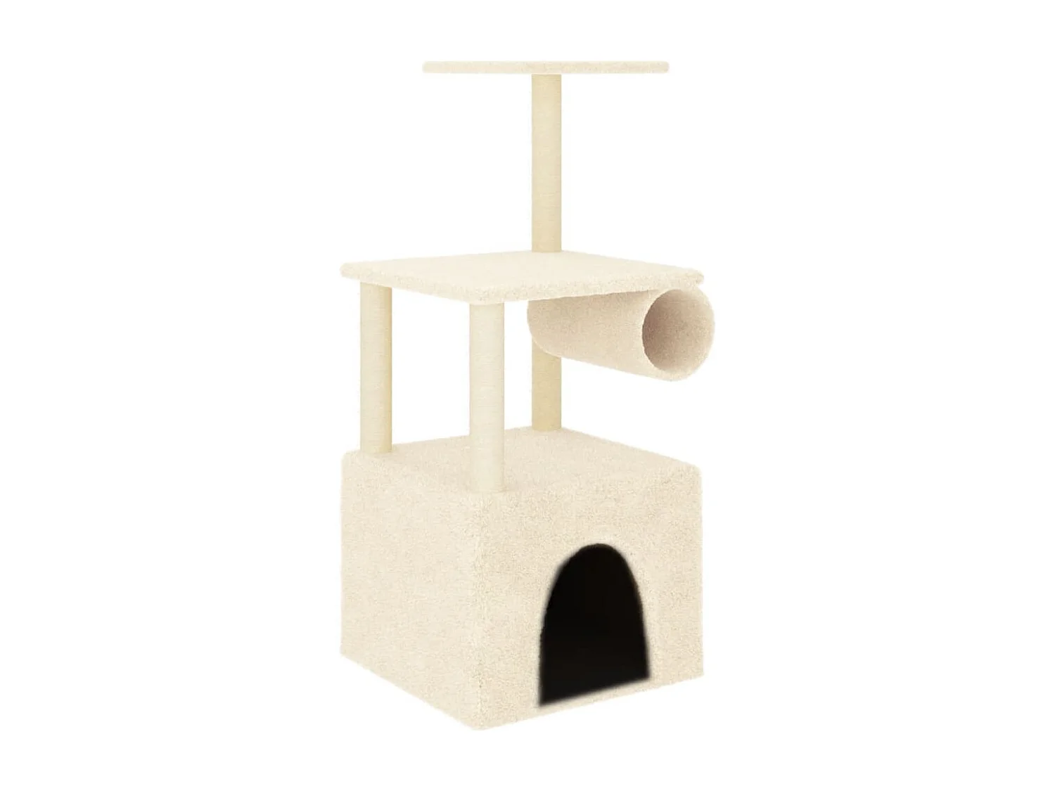 Árvore para gatos com postes arranhadores sisal 109,5 cm creme