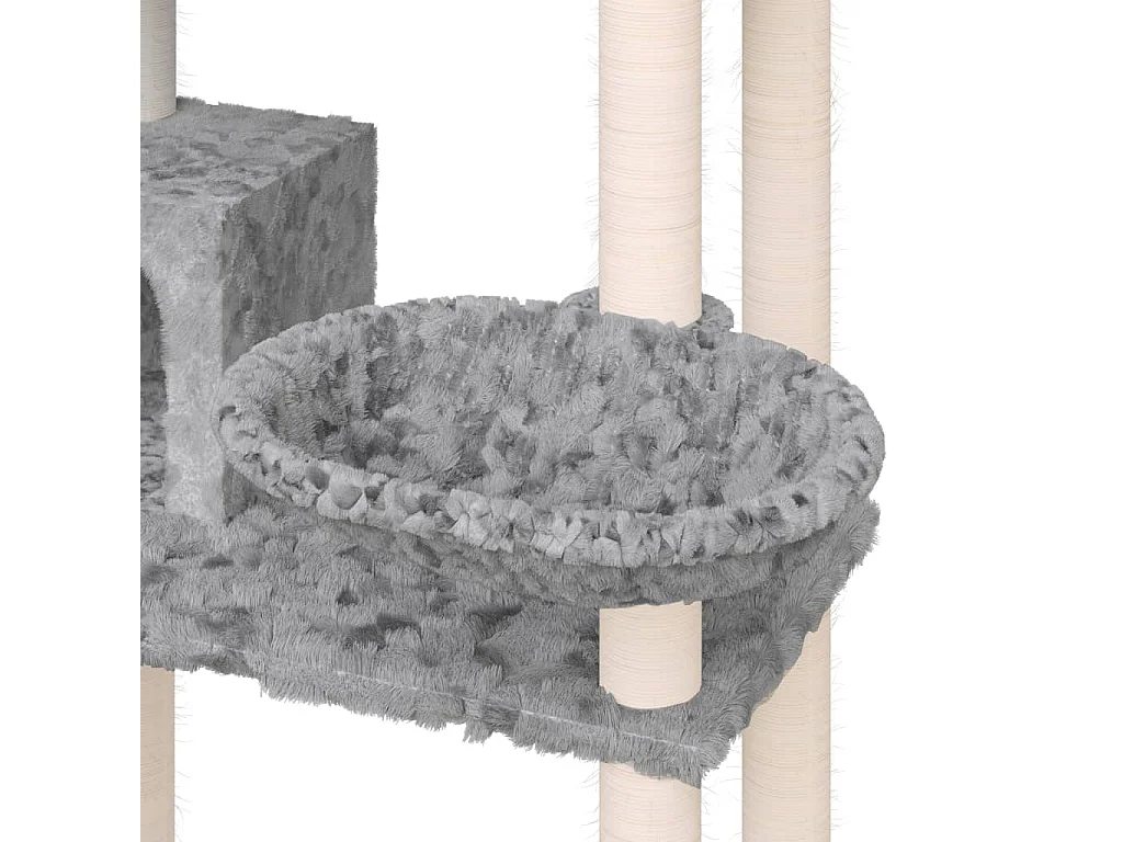 Rascador para gatos con postes de sisal gris claro 131 cm