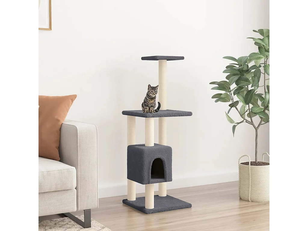 Arbre à chat avec griffoirs en sisal gris foncé 104 cm
