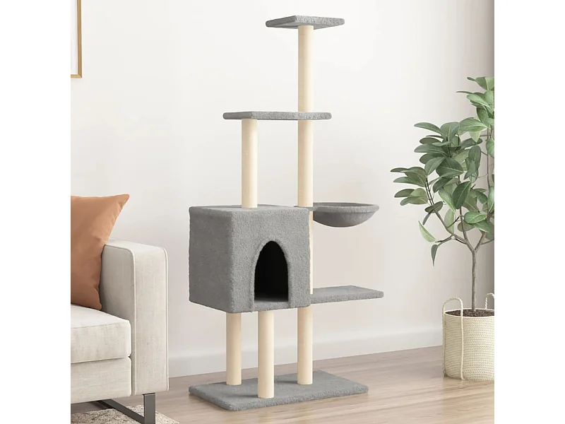 Arbre à chat avec griffoirs en sisal Gris clair 145 cm