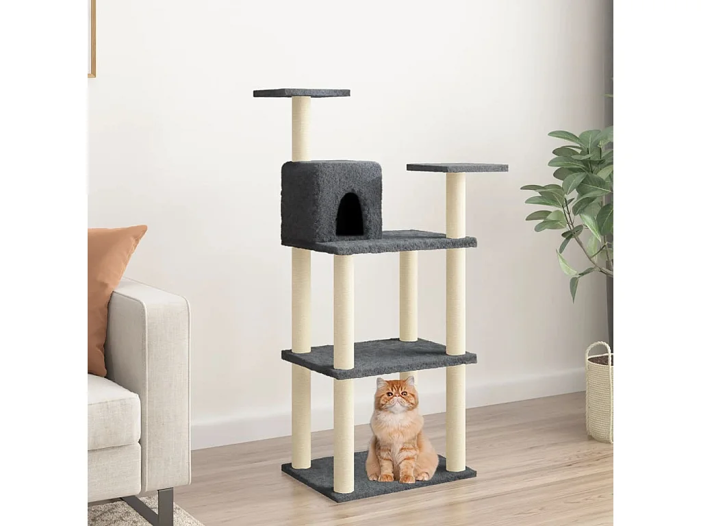 Arbre à chat avec griffoirs en sisal gris foncé 118,5 cm