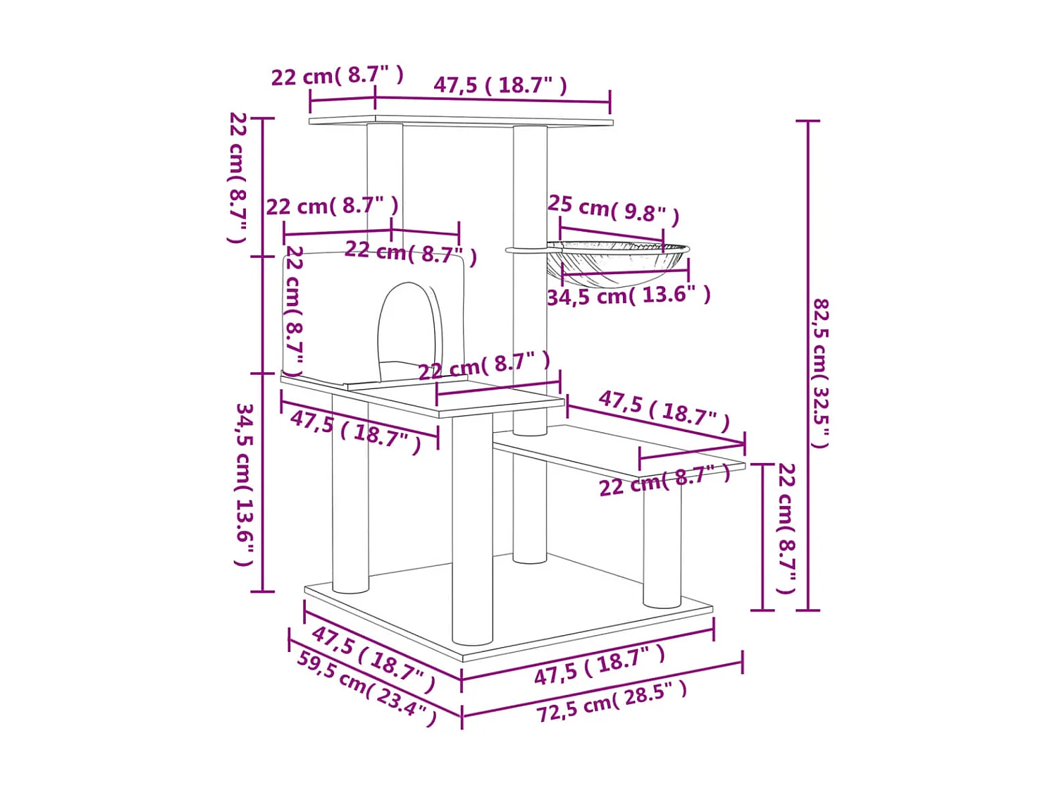 Arbre à chat avec griffoirs en sisal gris clair 82,5 cm