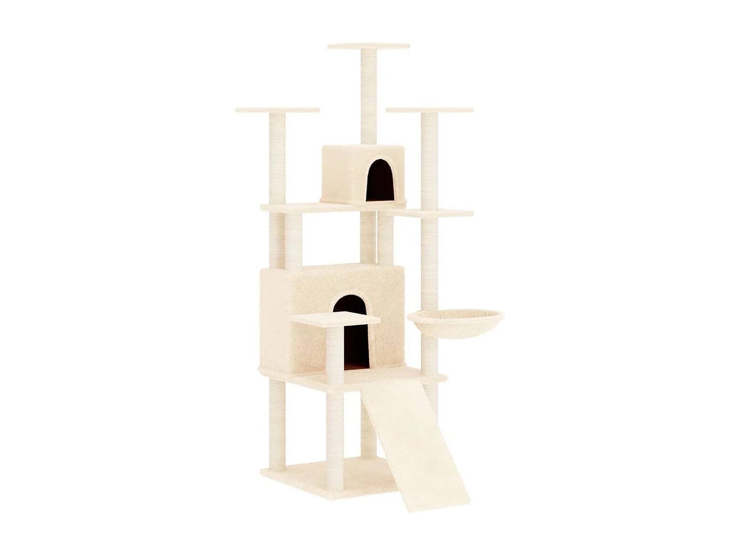 Rascador para gatos con postes de sisal crema 154 cm