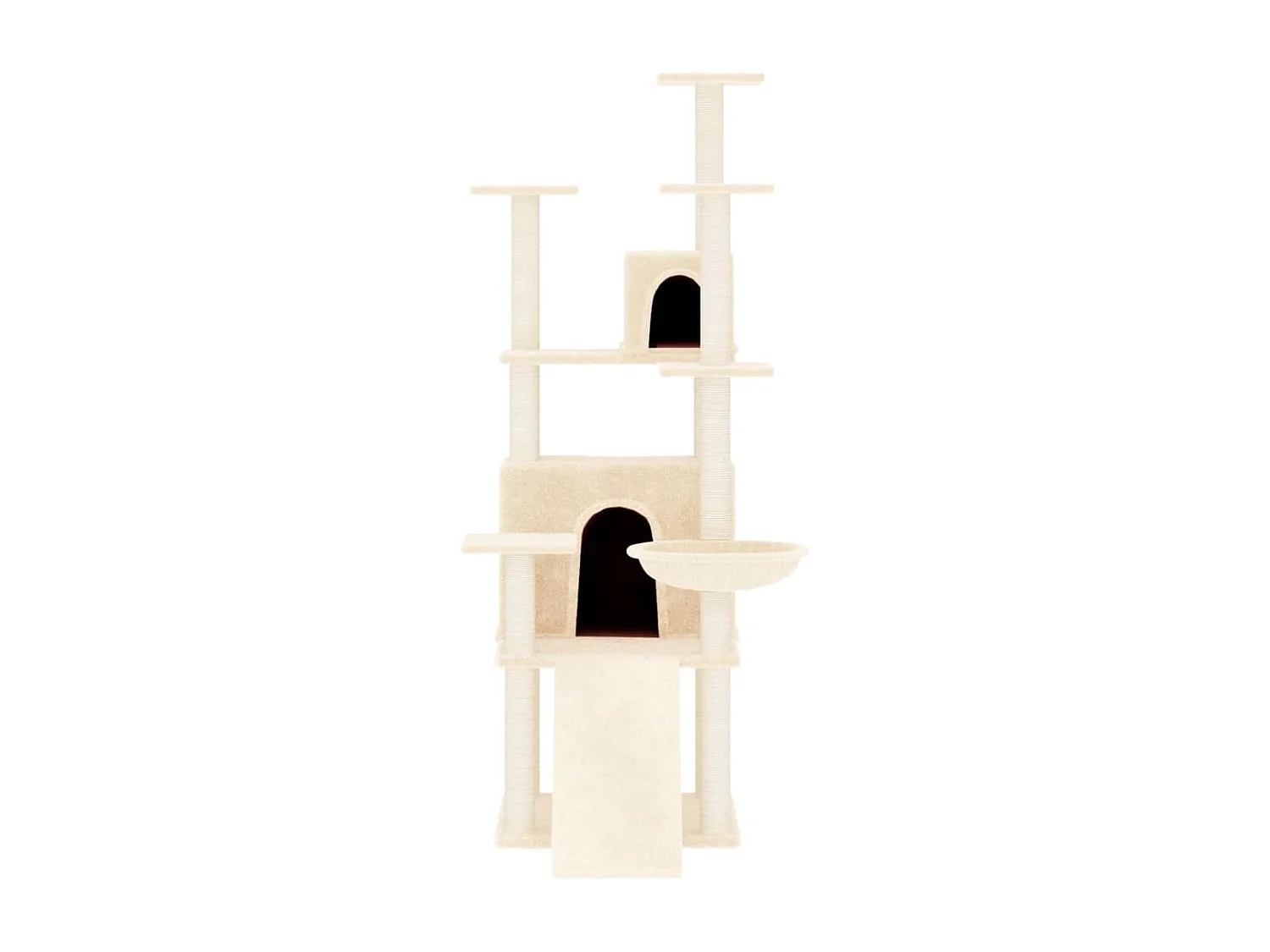 Rascador para gatos con postes de sisal crema 154 cm