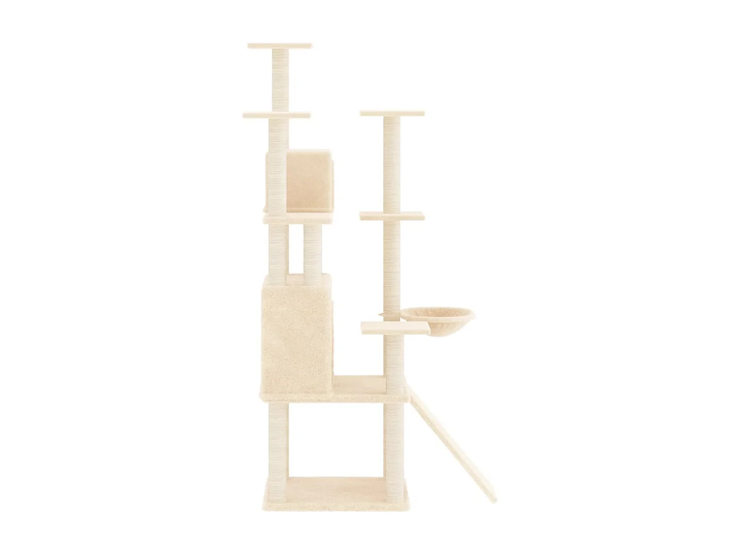 Rascador para gatos con postes de sisal crema 154 cm