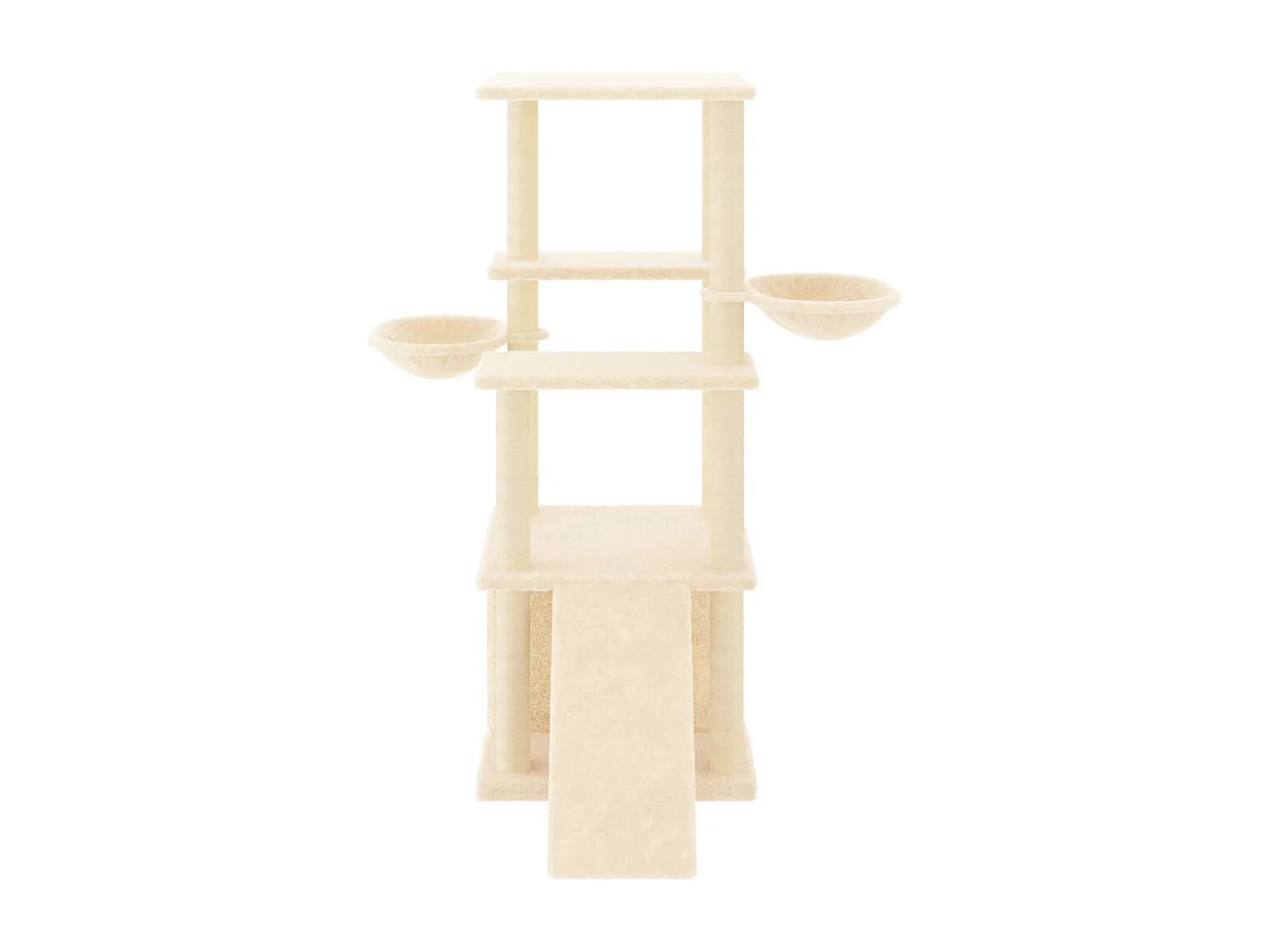 Rascador para gatos con postes de sisal color crema 133 cm