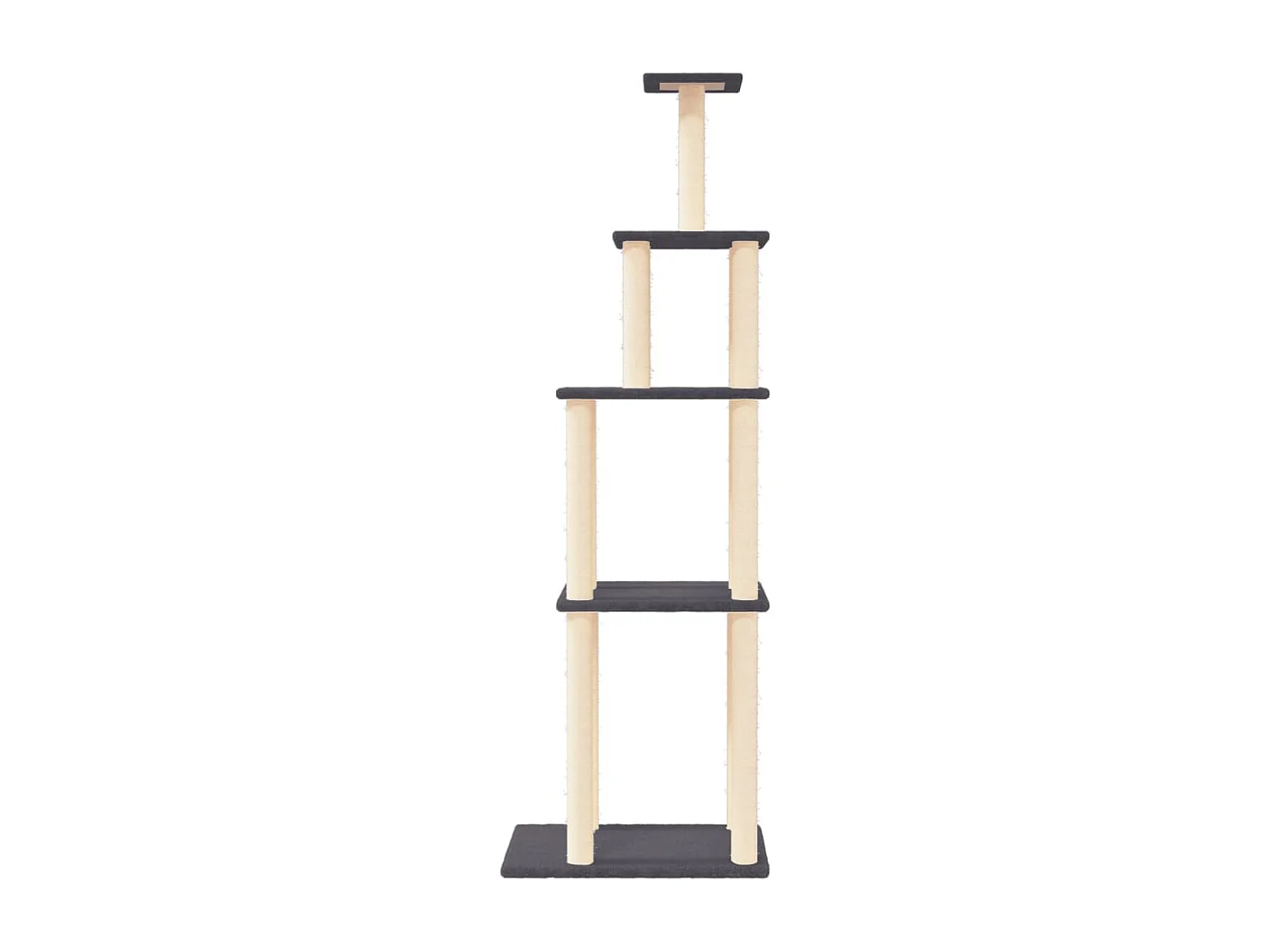 Rascador para gatos con postes de sisal gris oscuro 183 cm