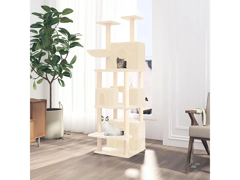 Arbre à chat avec griffoirs en sisal Crème 180 cm