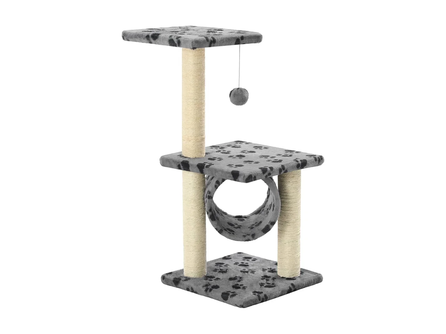 Arbre à chat avec griffoirs en sisal 65 cm Gris Motif de pattes