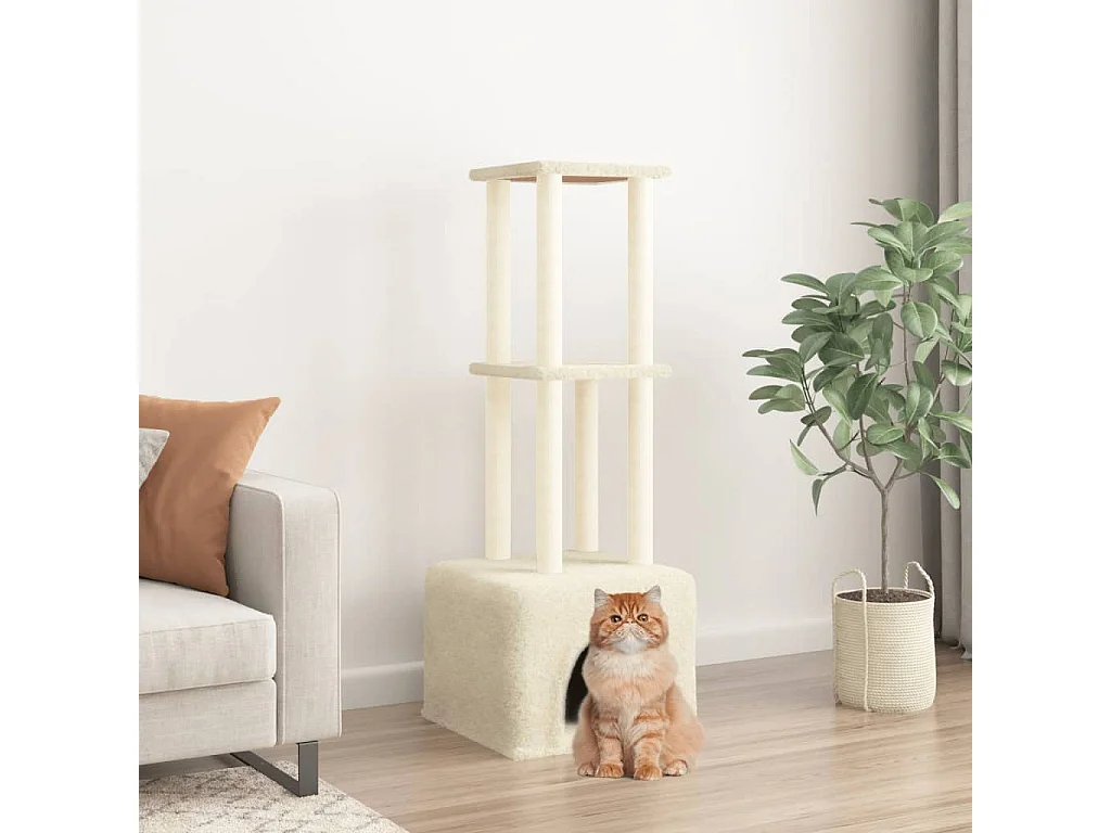 Arbre à chat avec griffoirs en sisal Crème 133,5 cm