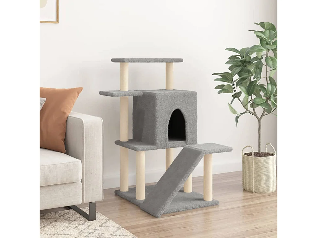Arbre à chat avec griffoirs en sisal gris clair 97 cm