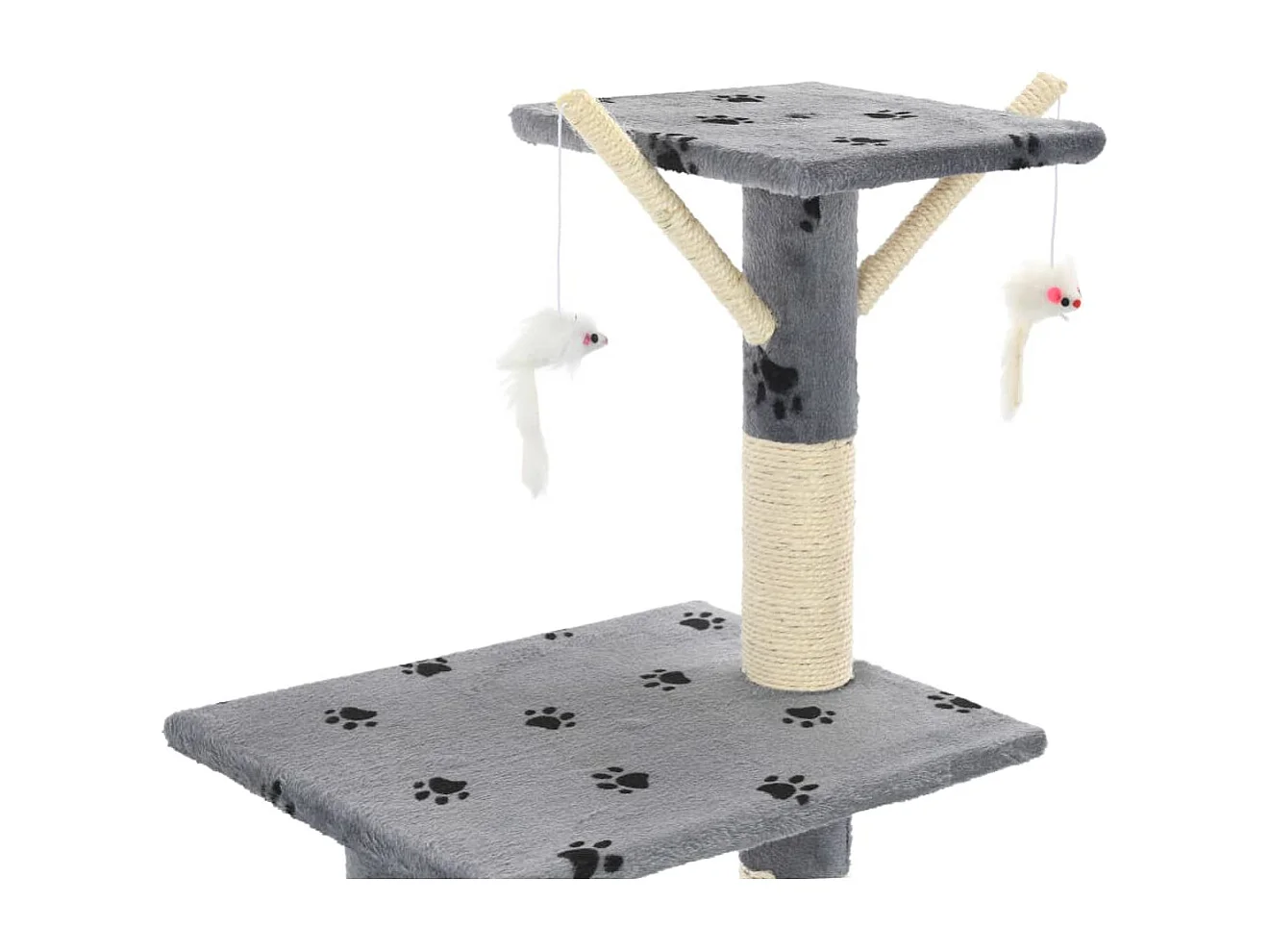 Arbre à chat avec griffoir en sisal 138 cm Gris Motif de pattes
