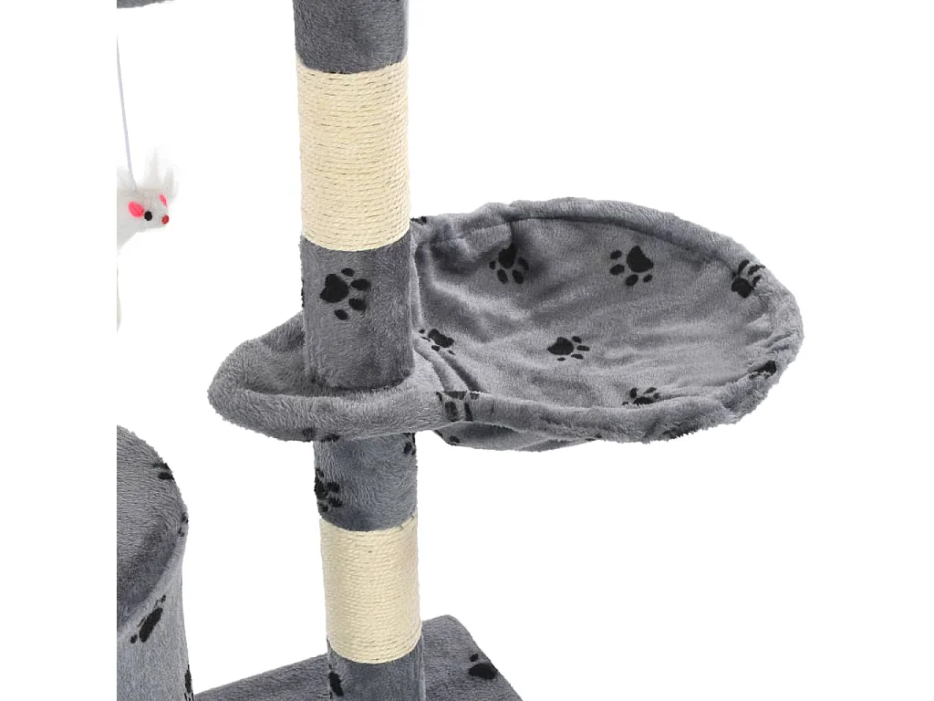 Arbre à chat avec griffoir en sisal 138 cm Gris Motif de pattes
