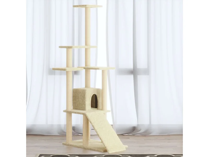 Arbre à chat avec griffoirs en sisal Crème 155 cm