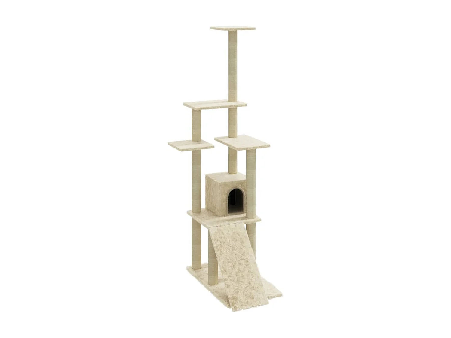 Arbre à chat avec griffoirs en sisal Crème 155 cm