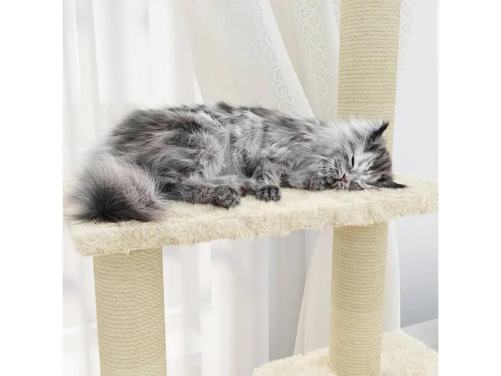 Arbre à chat avec griffoirs en sisal Crème 155 cm