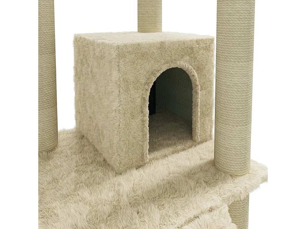 Arbre à chat avec griffoirs en sisal Crème 155 cm