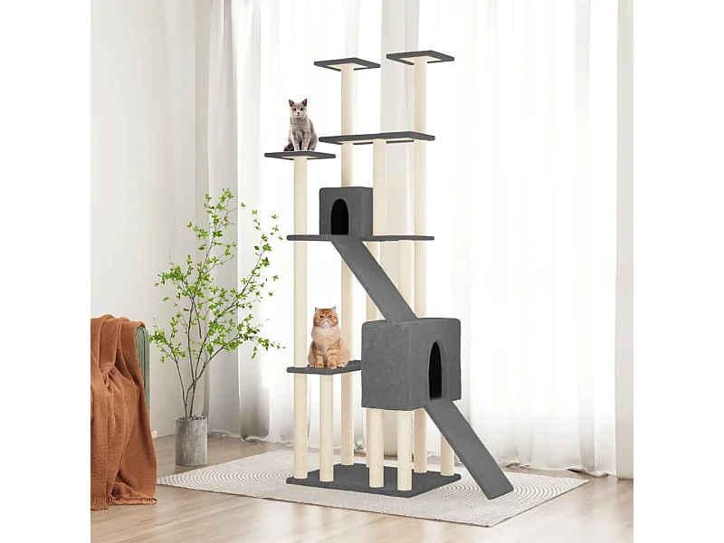 Arbre à chat avec griffoirs en sisal Gris foncé 190 cm