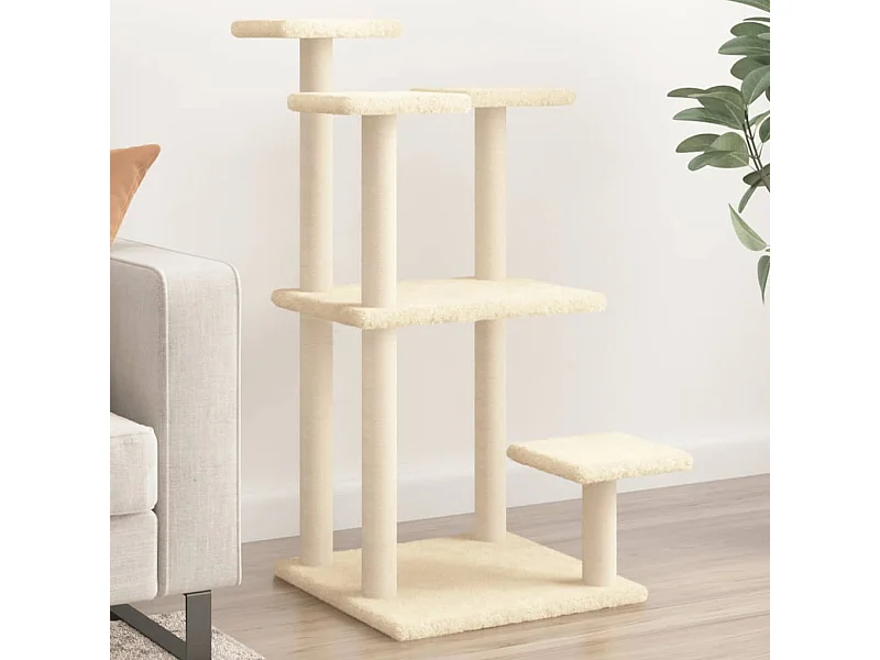 Postes rascadores para gatos con plataformas crema 98,5 cm
