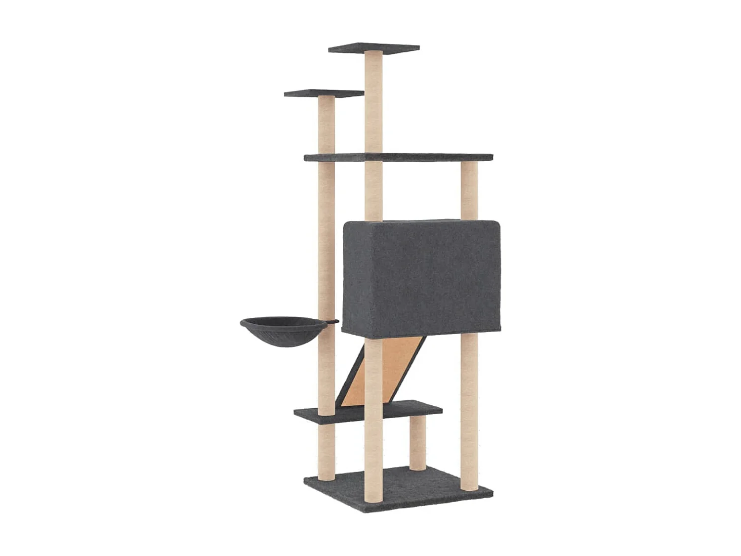Arbre à chat avec griffoirs en sisal Gris foncé 153 cm