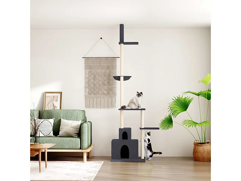 Arbre à chat du sol au plafond Gris foncé 250,5-276,5 cm