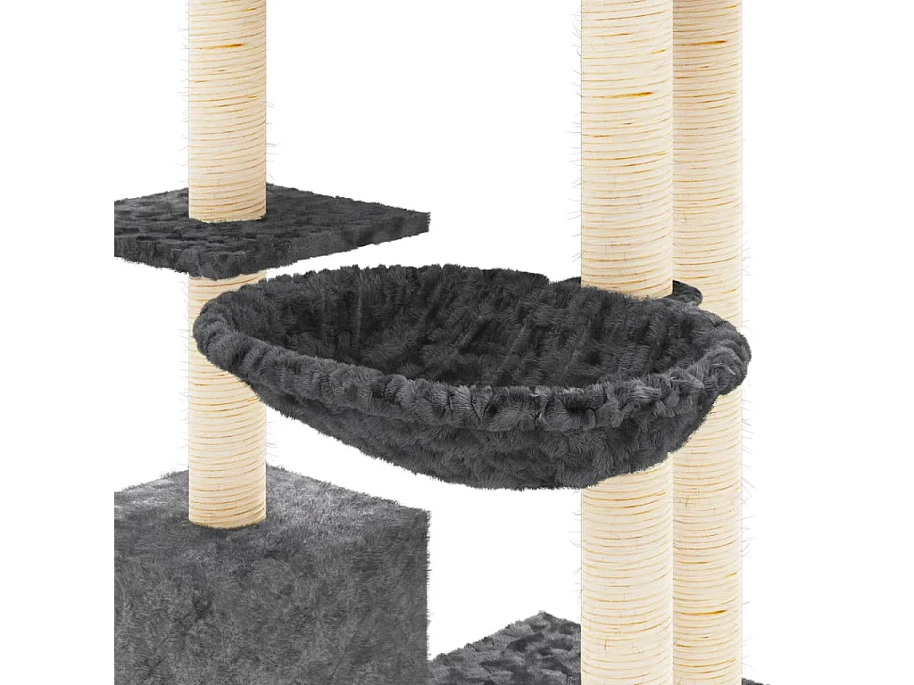 Arbre à chat avec griffoirs en sisal Gris foncé 142 cm