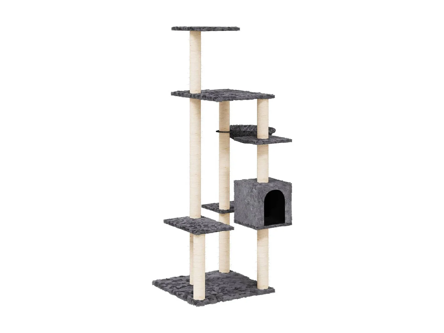 Arbre à chat avec griffoirs en sisal Gris foncé 142 cm